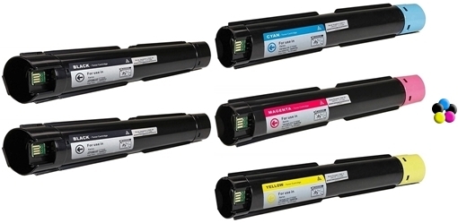5 Pack - Compatible 106R03741/44/43/42 BCMY Toner for Xerox Printers Multipack + Extra Black for Printers