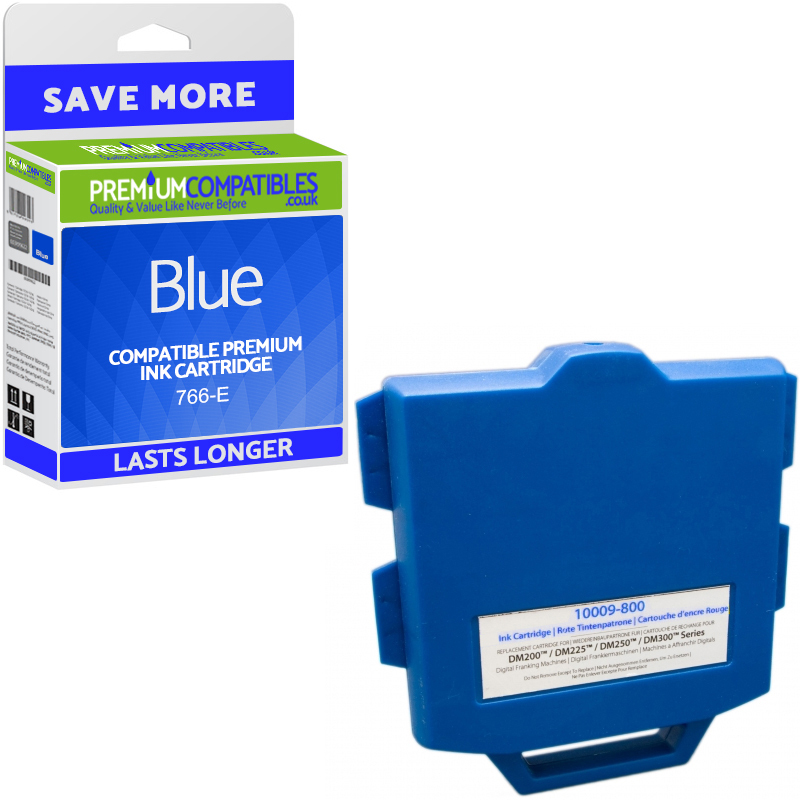 Compatible 766-B Blue Franking Machine Ink Cartridge for Pitney Bowes Printers