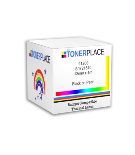 Compatible 91200 S0721510 Black on Pearl White Paper Tape 12mm x 4m for Dymo Label Printers