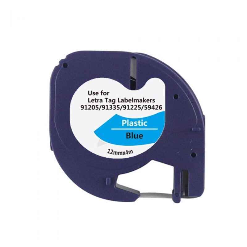 Compatible 91205 S0721650 Black on Blue Plastic Tape 12mm x 4m for Dymo Label Printers
