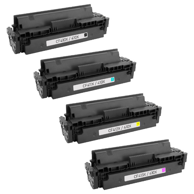 4 Pack - Compatible 410X Multipack CF410X/CF411X/CF412X/CF413X BCMY Toner for HP Printers