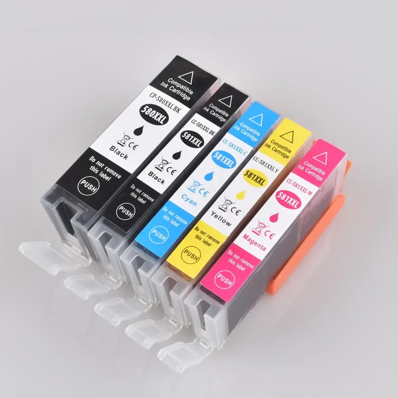 5 Pack - Compatible PGi-580XXL CLi-581XXL B/CMY Hi Cap Ink Multipack for Canon Printers