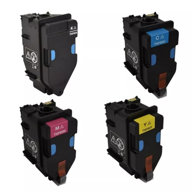 4 Pack - Compatible TNP80 BCMY Toner Multipack for Konica Minolta Printers. AAJW152/AAJW452/AAJW252/AAJW352