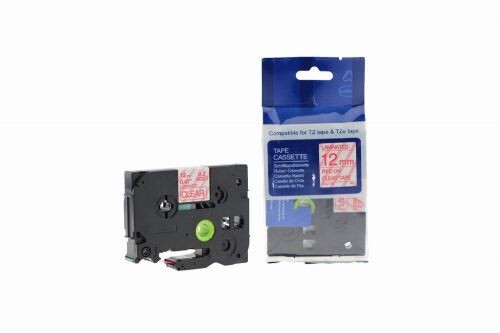Compatible TZe-132 Red on Clear Tape 12mm x 8m for Brother P-Touch Label Printers