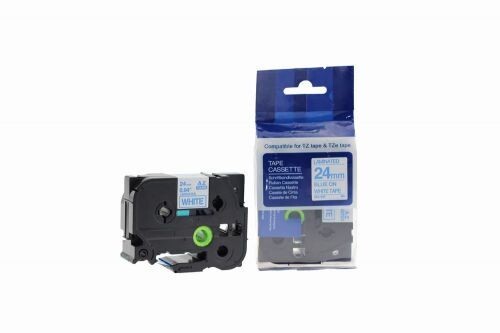 Compatible TZe-253 Blue on White Tape 24mm x 8m for Brother P-Touch Printers