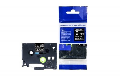 Compatible TZe-325 White on Black Tape 9mm x 8m for Brother P-Touch Label Printers