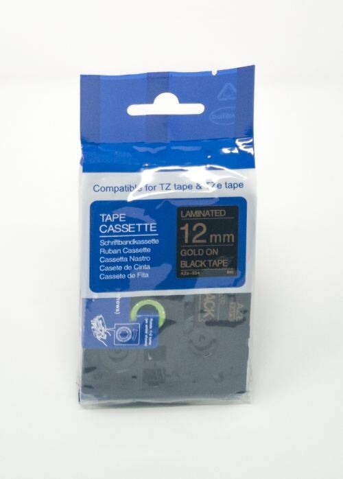Compatible TZe-334 Gold on Black Tape 12mm x 8m for Brother P-Touch Label Printers