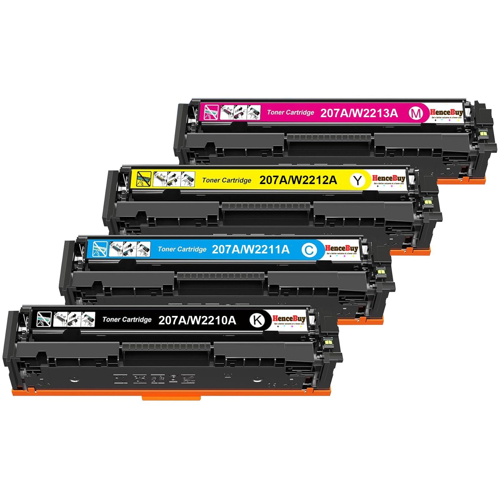 4 Pack - Compatible 207A Multipack W2210A/W2211A/W2212A/W2213A BCMY Toner for HP Printers