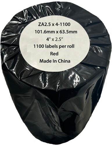 Compatible Zebra 101.5mm x 63.5mm x 1100 pcs (25mm core) Red Shipping Labels Roll